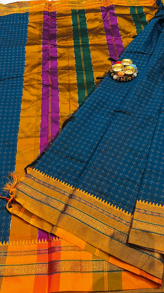 Peacock blue Amrapali silk saree