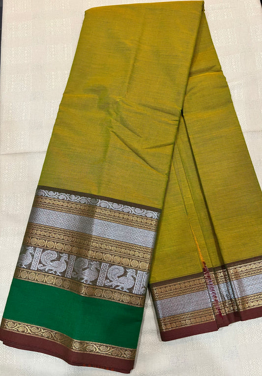 Dual tone Kanchi cotton saree with big zari border