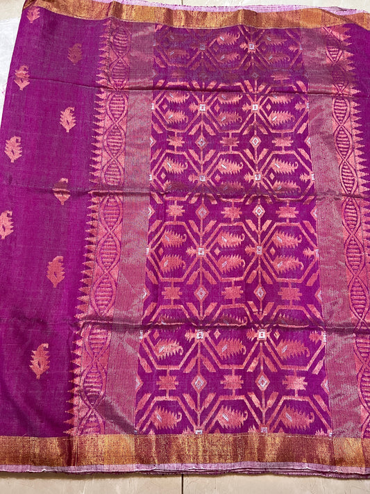 Majenta colour pure  matka silk saree