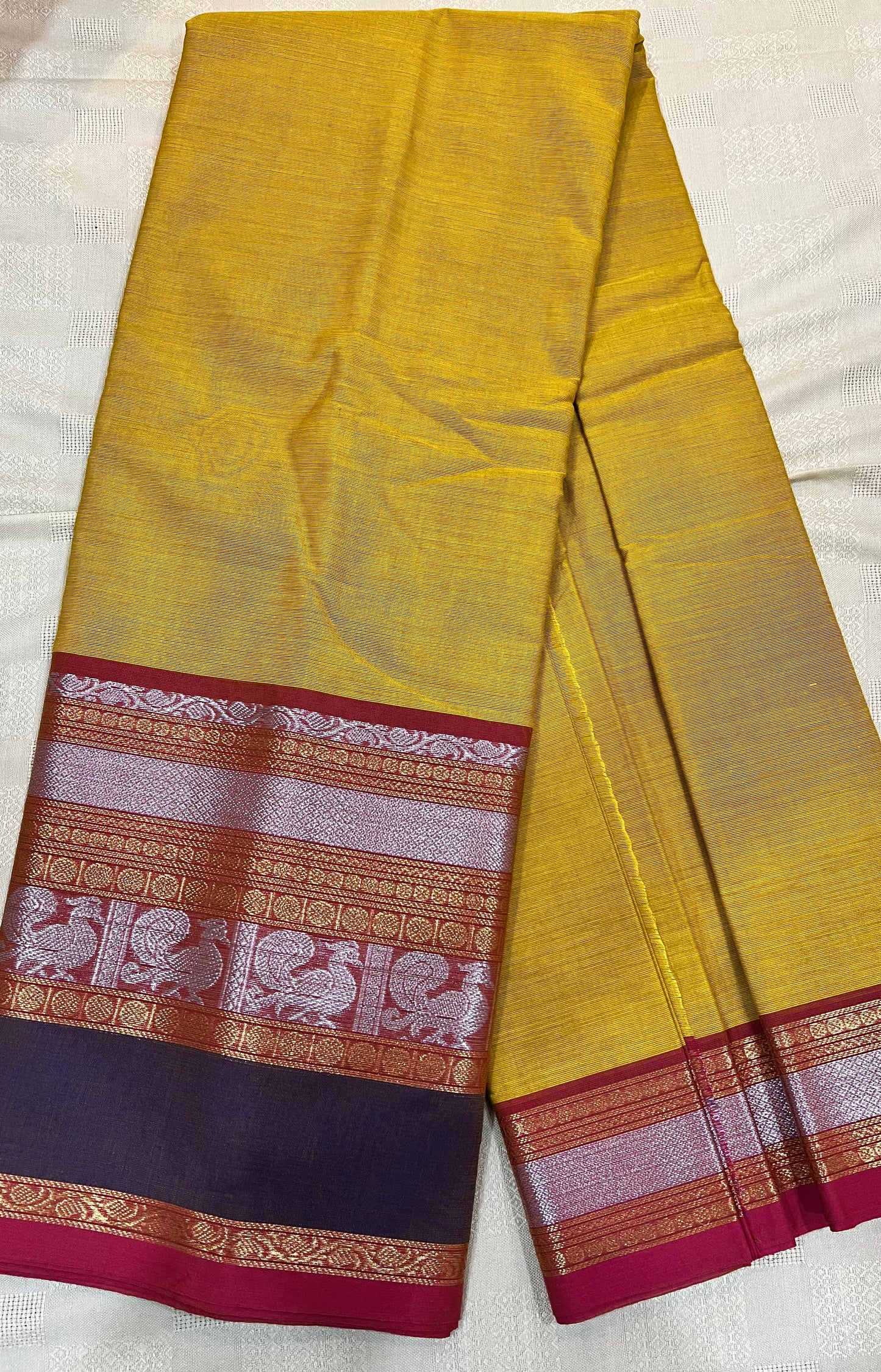 Dual tone Kanchi cotton saree with big zari border