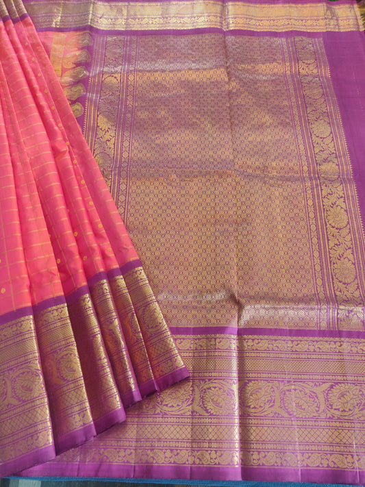 Pink colour pure Gadwal Pattu saree